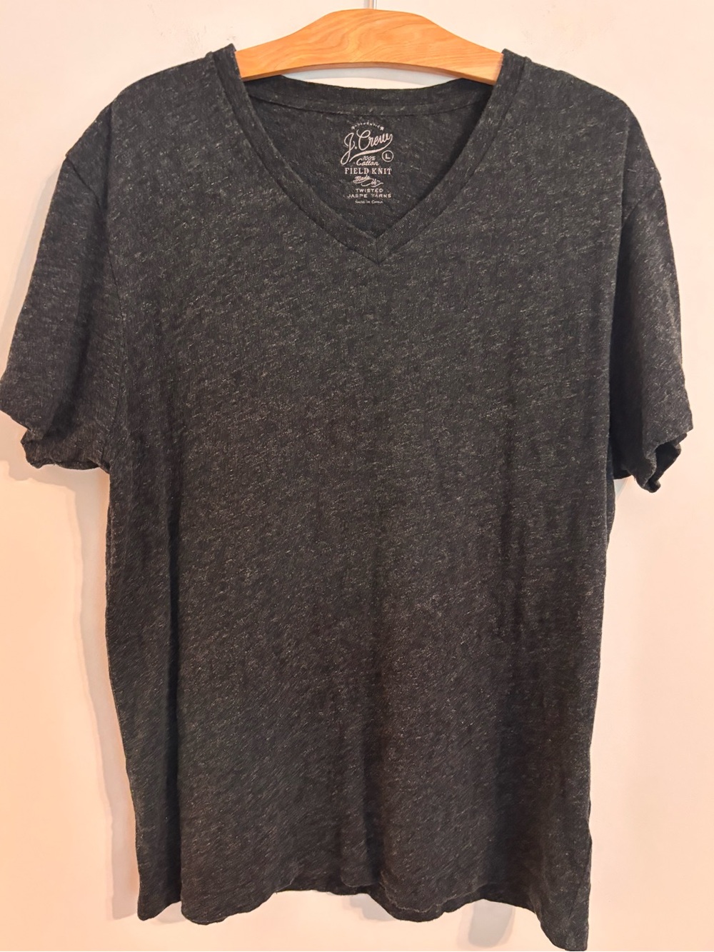 J. Crew 100% Cotton Field Knit Heather black Tshirt